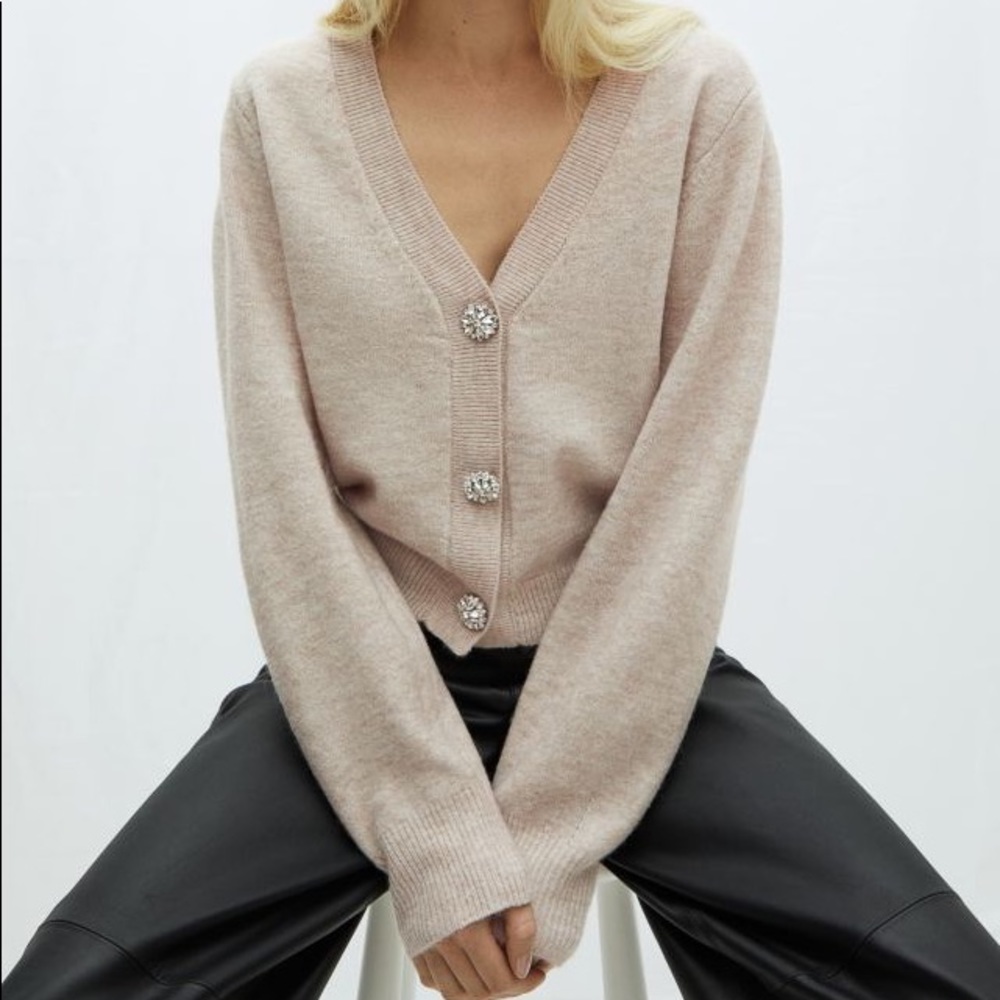 H&M rhinestone button sweater